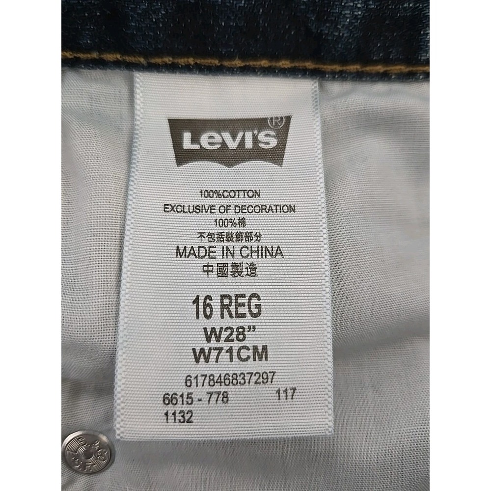 Levi's 505 Denim Shorts Youth 16 ‎ Dark Washed Blue Knee Length Pre Owned - Picture 4 of 7